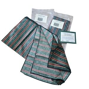 Longaberger Napkins IMP Stripe Set Of‎ 4 Green Cotton Striped Country Fabric